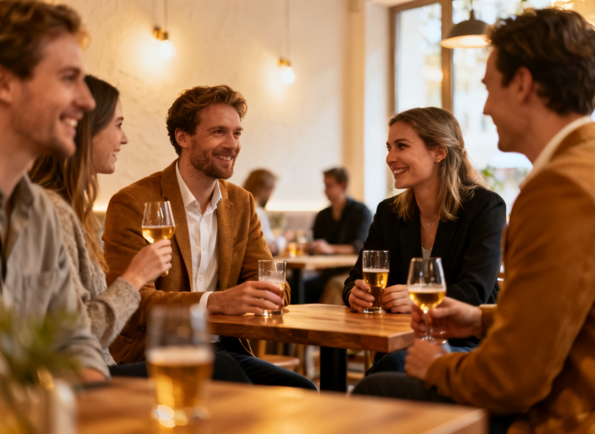 Kollegenrunde bei Afterwork-Drinks im nordisch-warmen Huginn Stuttgart