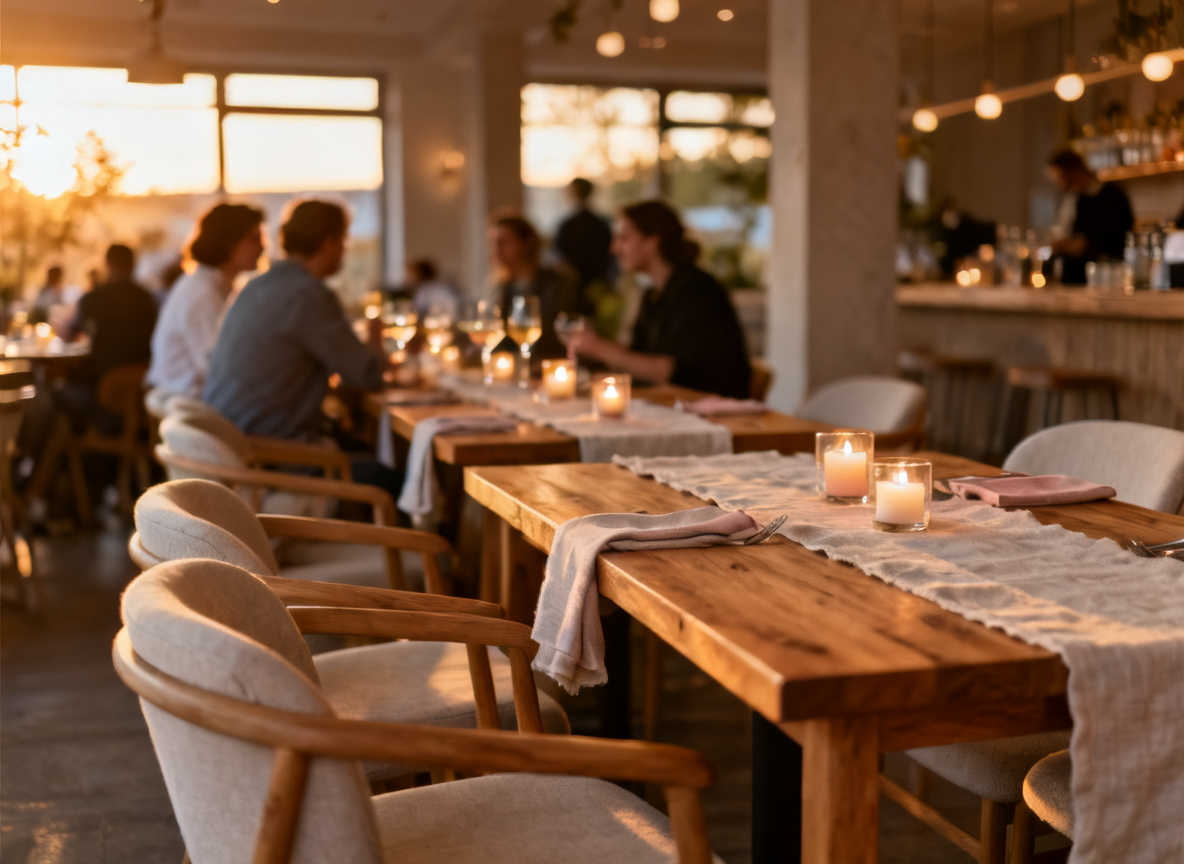 Nordisch-warmes Ambiente im Huginn Stuttgart zur Aperitif-Zeit am frühen Abend
