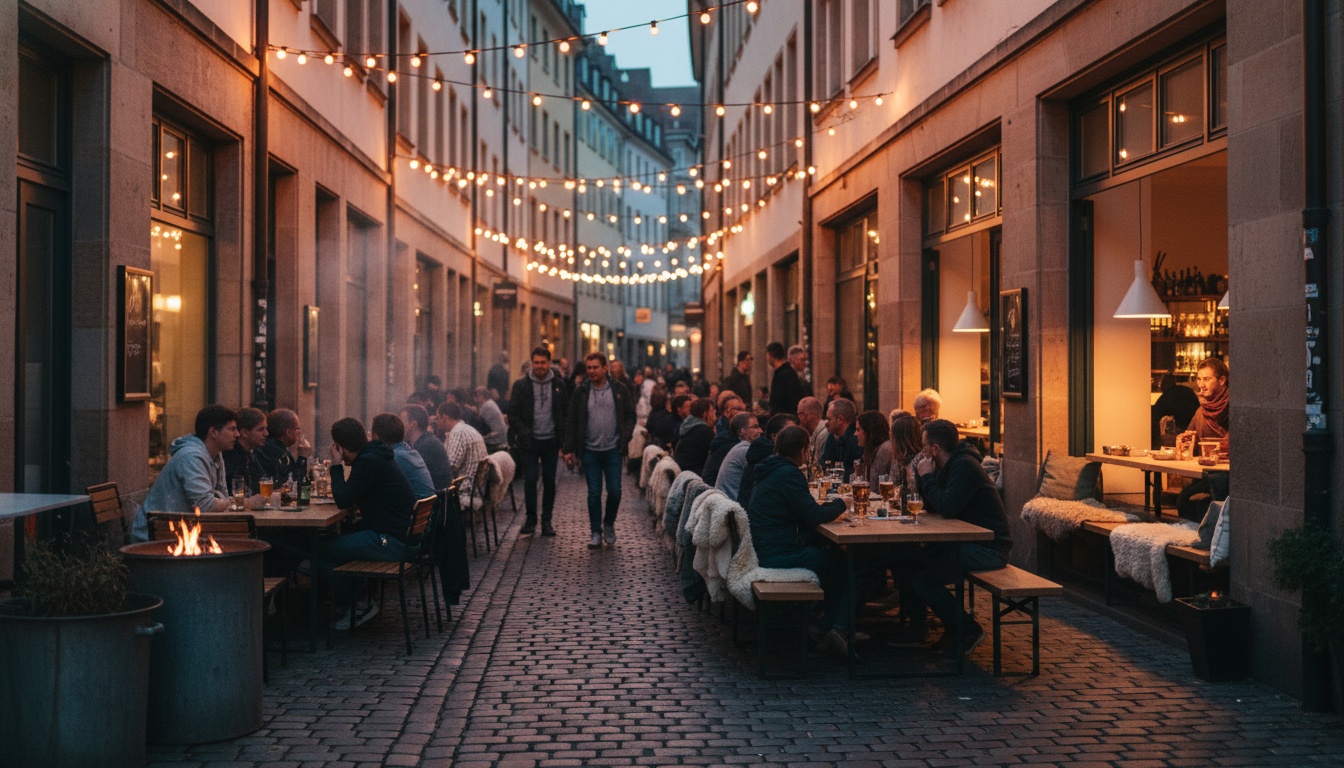 Bars in der Calwer Straße Stuttgart – beleuchtete Flaniermeile mit Außenbereich am Abend