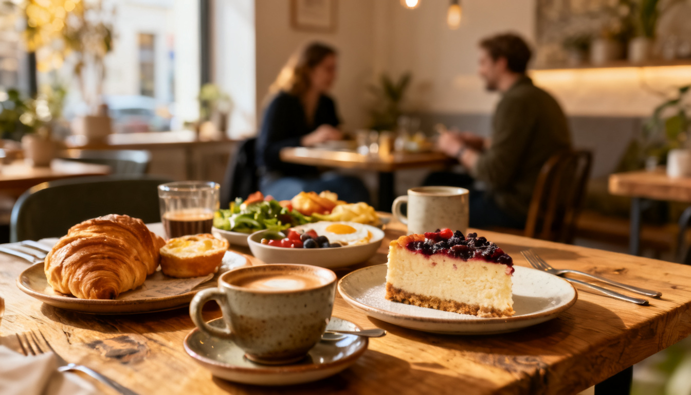 Brunch Stuttgart – reich gedeckter Brunch-Tisch mit Frühstück, Kaffee und Kuchen im Huginn an der Calwer Straße