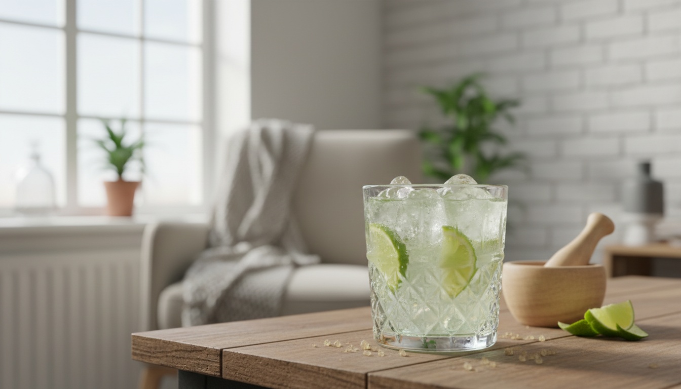 Caipirinha Rezept im Tumbler mit Limettenstücken, Rohrzucker und Crushed Ice