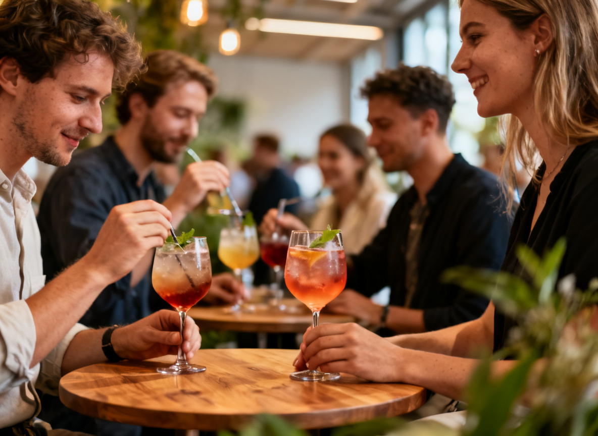 Gruppe genießt selbst gemixte Cocktails bei einem privaten Event im Eventraum des Huginn Stuttgart