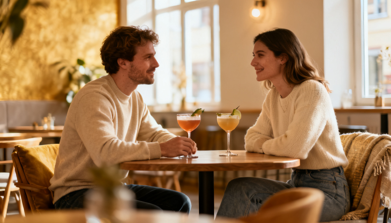 Date Location Stuttgart – Paar bei Cocktails in gemütlicher, nordischer Atmosphäre im Huginn an der Calwer Straße