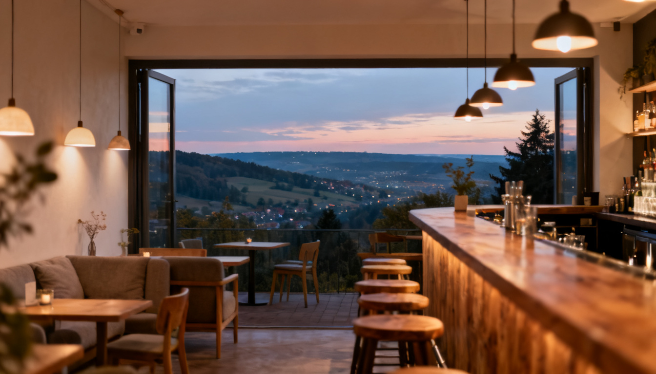 Bars in Degerloch Stuttgart – Lokal auf der Filderhöhe mit Blick über den Talkessel am Abend