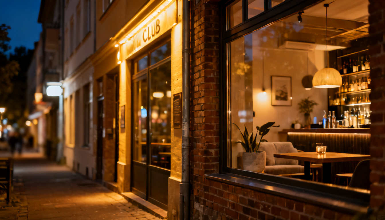 Bars in der Eberhardstraße Stuttgart bei Nacht – beleuchtete Club- und Bar-Fassaden im Leonhardsviertel