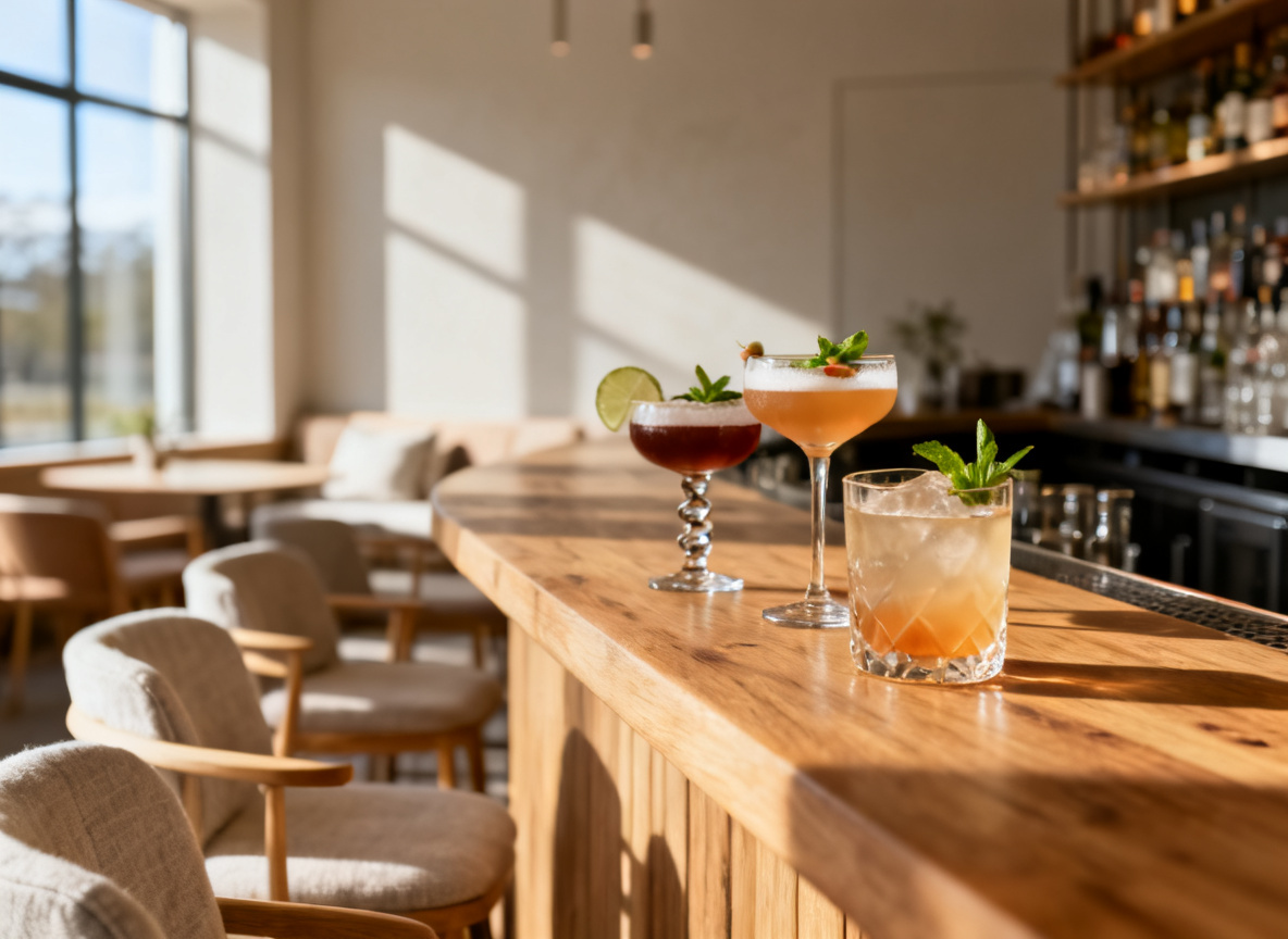 Kreative Cocktails an der Theke im Huginn als zentrale Alternative zu den Bars in Stuttgart-Feuerbach, wenige S-Bahn-Minuten entfernt