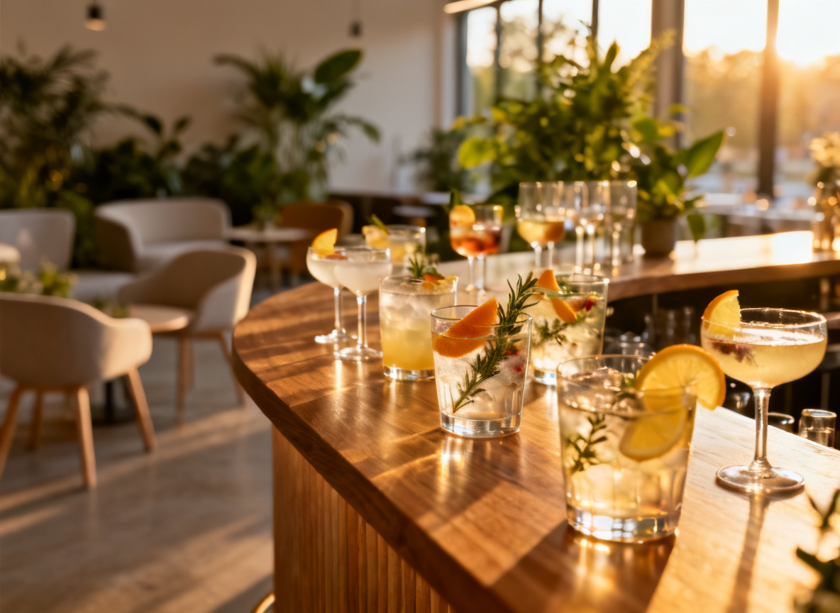 Empfangs-Cocktails auf einer Firmenfeier im Eventraum des Huginn Stuttgart