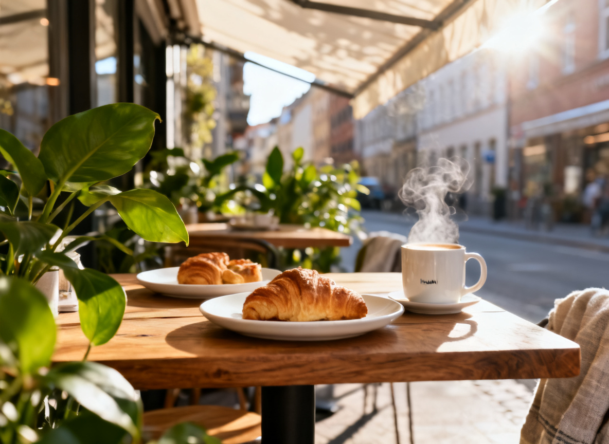 Frühstück im Außenbereich des Huginn an der Calwer Straße in Stuttgart-Mitte