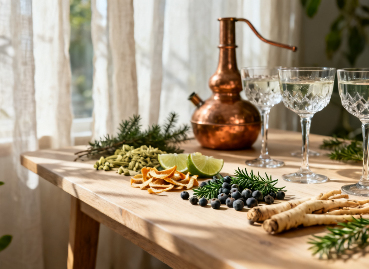 Gin-Botanicals und Wacholder bei einem geführten Gin Tasting im Huginn Stuttgart