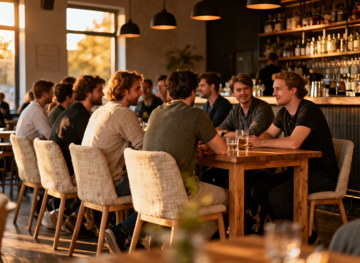 Große Gruppe an einem reservierten Tisch in der Bar des Huginn Stuttgart