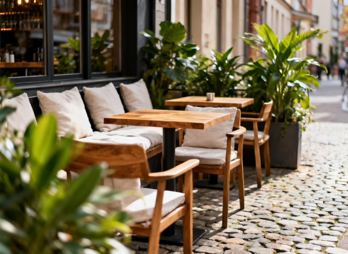 Außenbereich des Huginn Café und Bar in der Calwer Straße Stuttgart