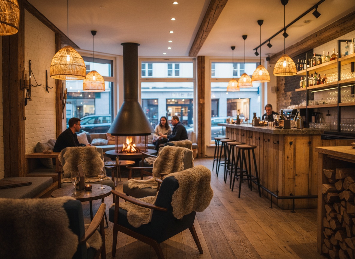 Nordisch inspiriertes Interieur der Huginn Bar in der Calwer Straße Stuttgart mit warmem Licht