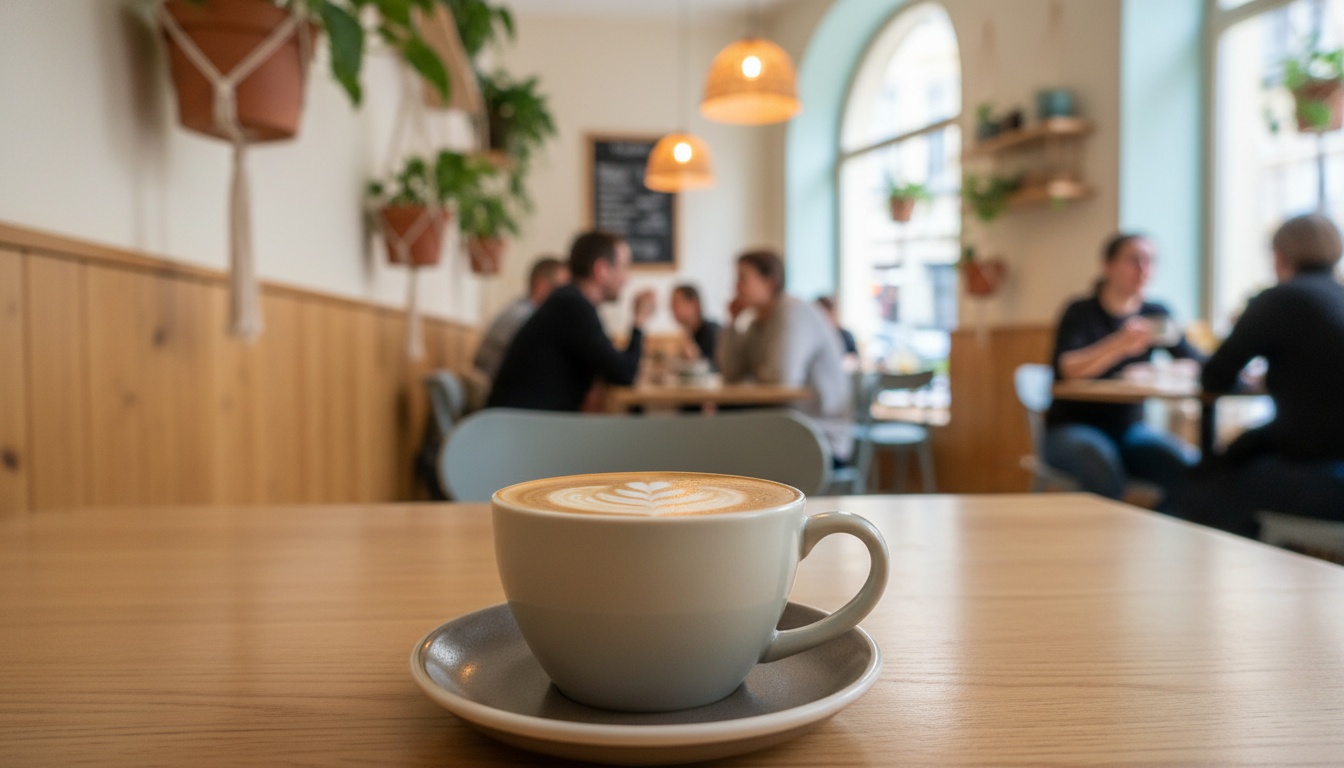 Kaffee Stuttgart – frisch zubereiteter Cappuccino mit Latte Art im Huginn-Café an der Calwer Straße