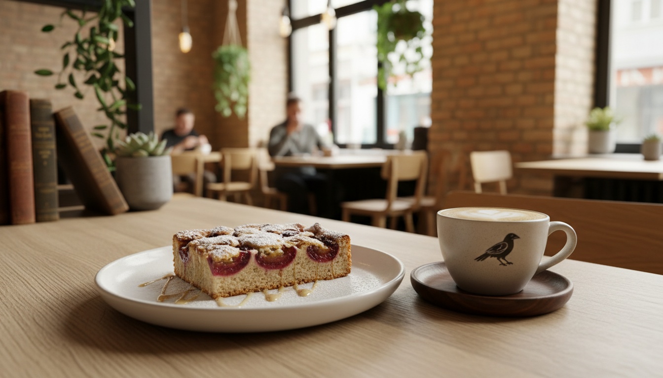 Kuchen Café Stuttgart – Stück hausgemachter Kuchen und Kaffee auf einem Café-Tisch im Huginn an der Calwer Straße
