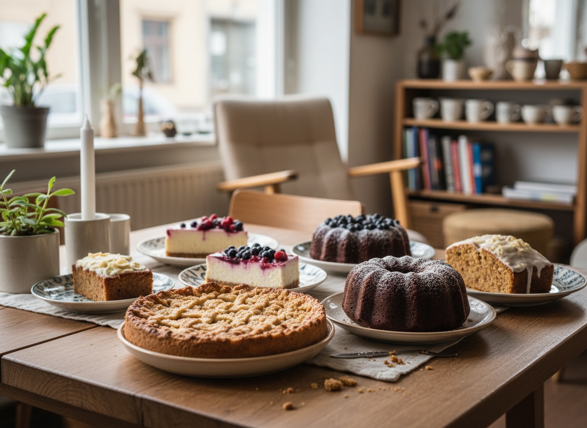 Auswahl an hausgemachtem Kuchen im Café Huginn Stuttgart