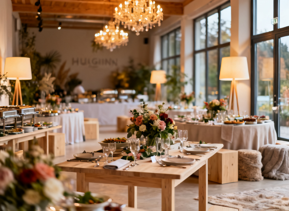 Gedeckter Eventraum zum Mieten im Huginn Stuttgart mit Catering und Deko