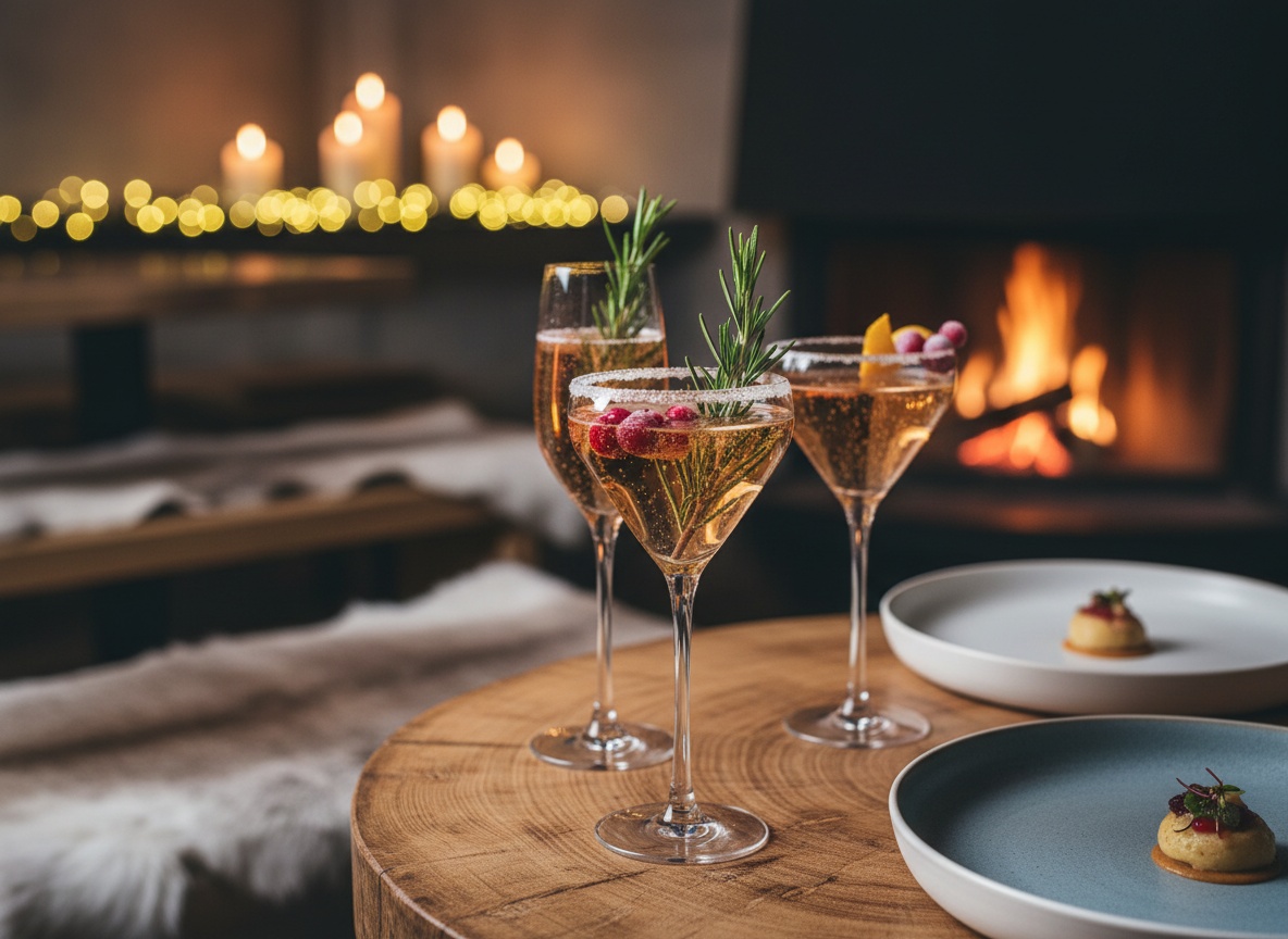 Festliche Silvester-Cocktails mit Champagner im Huginn Stuttgart