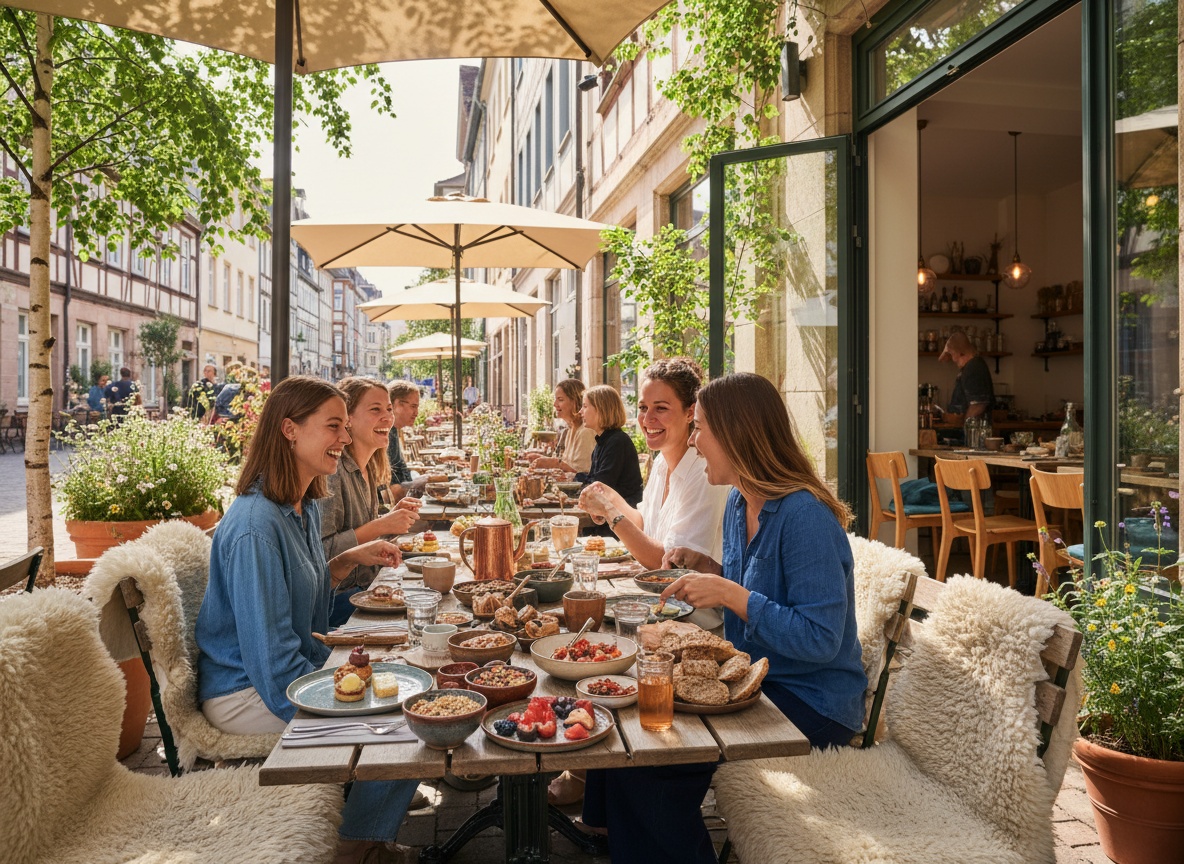 Sonntagsbrunch im Außenbereich des Huginn an der Calwer Straße in Stuttgart