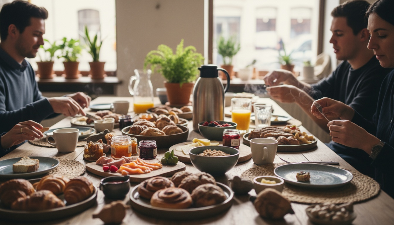 Sonntagsbrunch Stuttgart – entspannt gedeckter Brunch-Tisch mit Frühstück und Kaffee im Huginn an der Calwer Straße