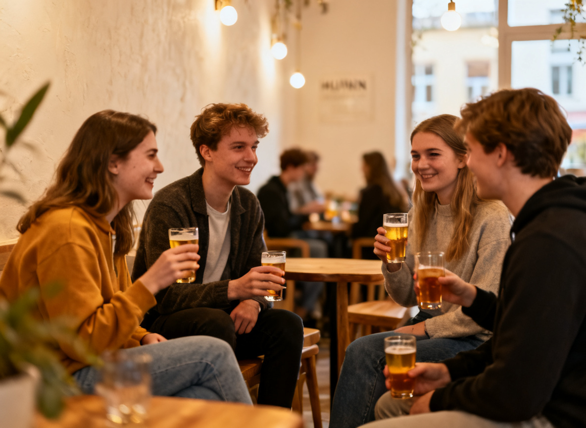 Studenten-Bars Stuttgart – Studentenrunde stößt mit Drinks an der Calwer Straße im Huginn an