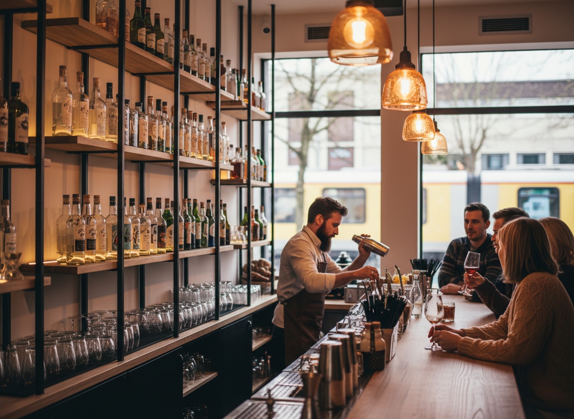 Cocktail- und Gin-Auswahl im Huginn als zentrale Alternative zu den Bars in Stuttgart-Vaihingen, wenige S-Bahn-Minuten entfernt