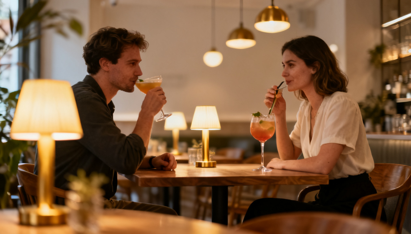 Valentinstag in Stuttgart – Paar bei Cocktails in romantischer, nordischer Atmosphäre im Huginn an der Calwer Straße