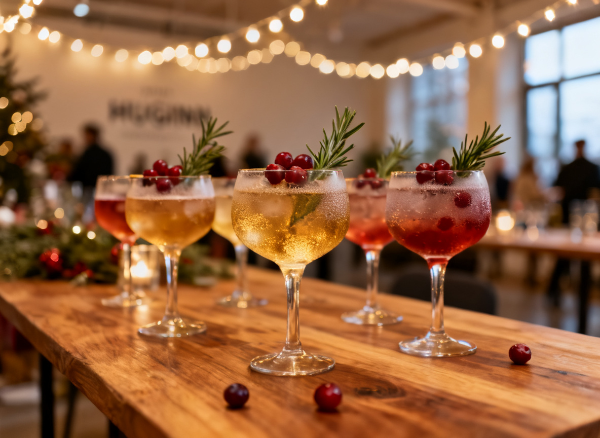 Festliche Signature-Cocktails auf der Weihnachtsfeier im Eventraum des Huginn Stuttgart