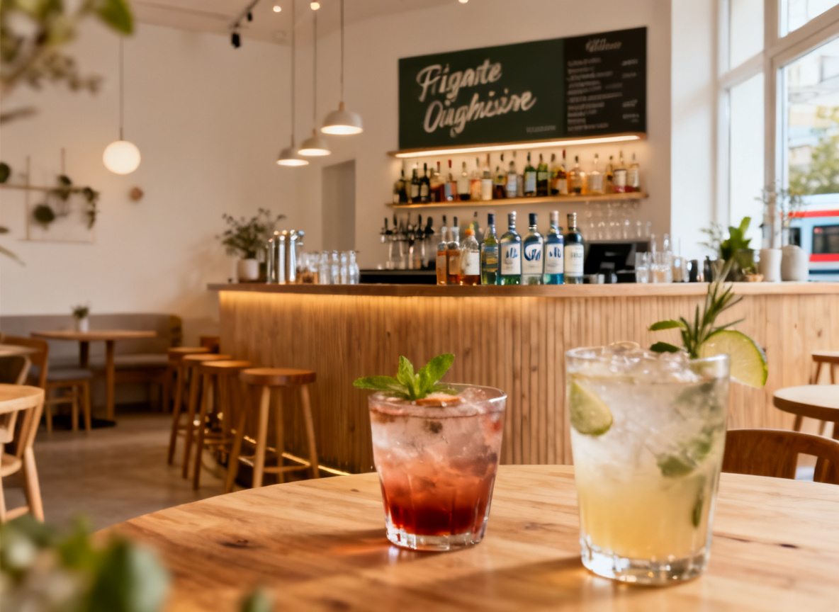 Signature-Drink und Gin-Auswahl im Huginn als zentrale Alternative zu den Bars in Stuttgart-Zuffenhausen, wenige S-Bahn-Minuten entfernt